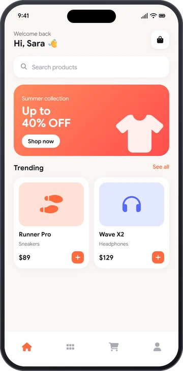 E-commerce app screen