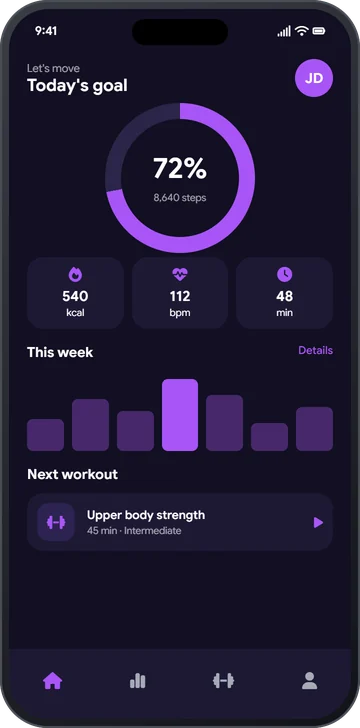 Fitness app screen