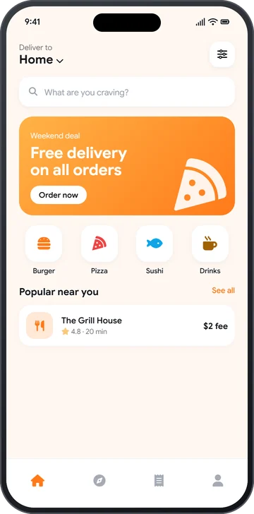 Food delivery app screen