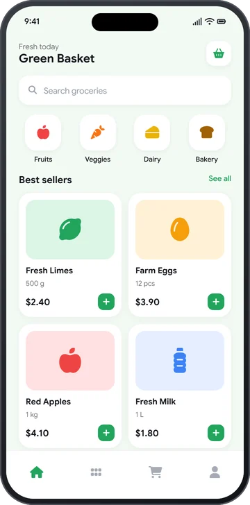 Grocery delivery app screen